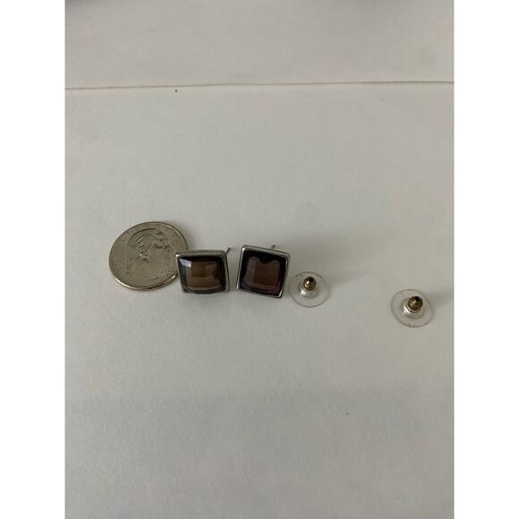 brown square earrings - Picture 4 of 4